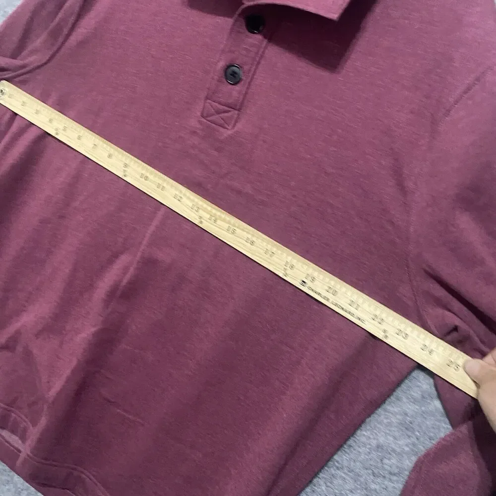 J.Crew Authentic‎ Fleece Mens Sz L Burgundy 1/4 Button Long Sleeve Athleisure
